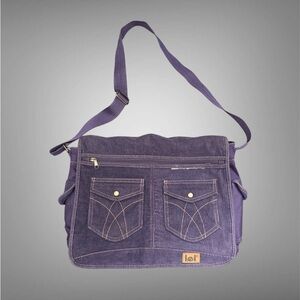LEI Denim-Style Purple Messenger Bag